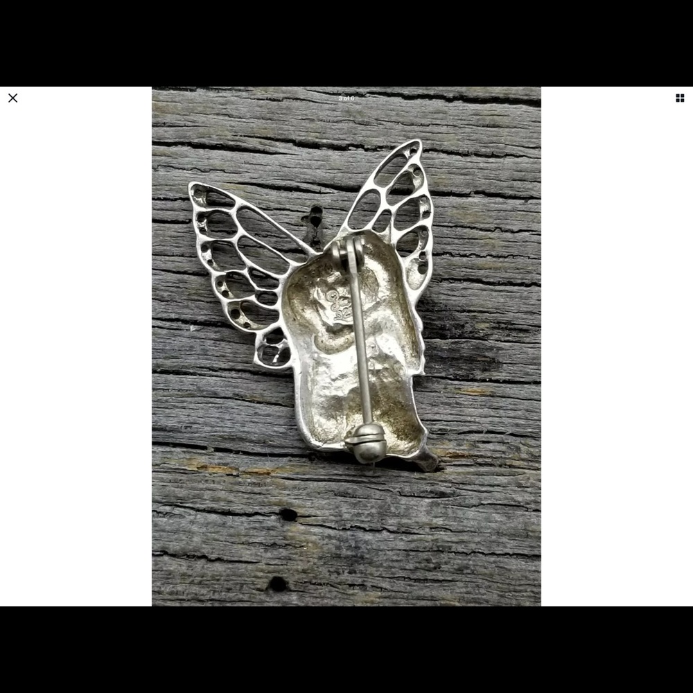 Vintage 925 stamped fairy sitting angel broach - Picture 3 of 6